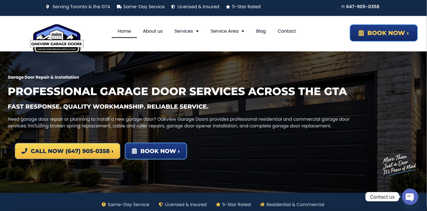 Oakview Garage Doors — marketing by ADroom Digital